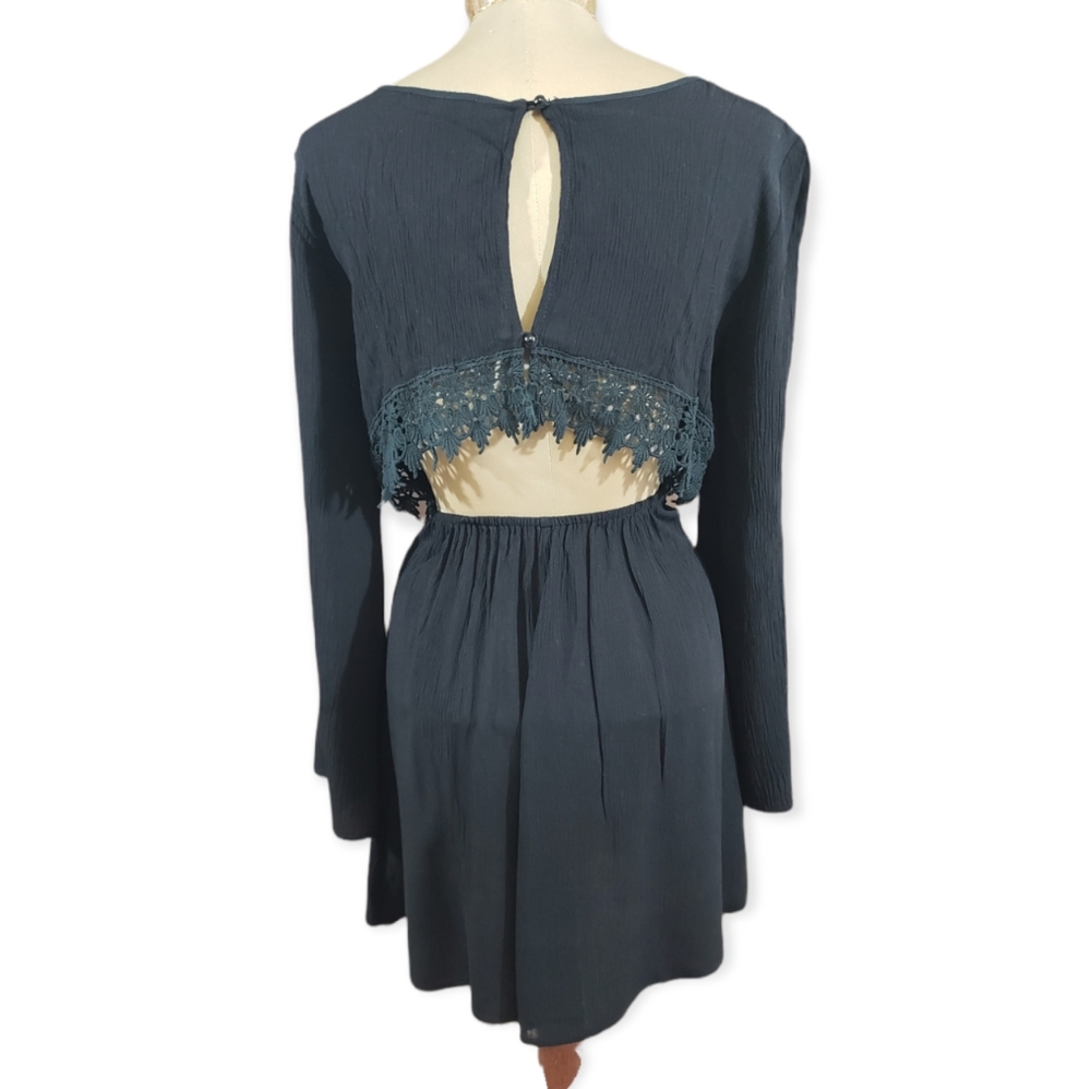 Catch Me Dress Top Casual Sexy Lace Stitch Blouse Shirt Dress Size Small